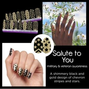 Salute To You Color Street Black and Gold Chevron Star Nail Wraps